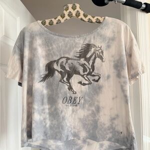 Vintage Obey Wild One Horse Tee in Gray and White
